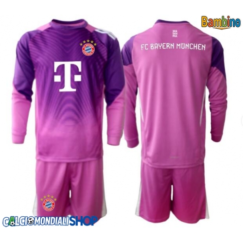 Maglie da calcio Bayern Munich Portiere Terza Maglia Bambino 2025-26 Manica Lunga + Pantaloni corti)